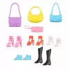 LEAN TOYS Boneca de moda Anlily em vestido rosa conjunto com malas de mão, sapatos e acessórios