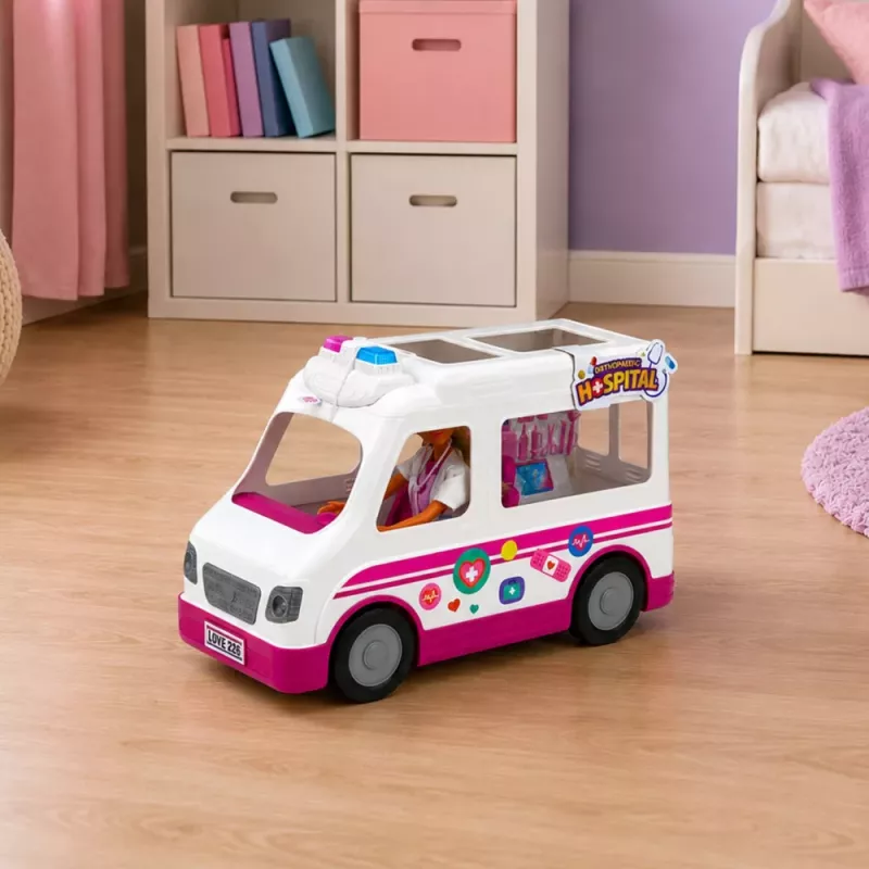 LEAN TOYS Boneca Anlily médica em ambulância conjunto de acessórios médicos
