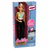 LEAN TOYS Boneca de moda Anlily em calças de ganga escuras, top colorido, cabelo loiro