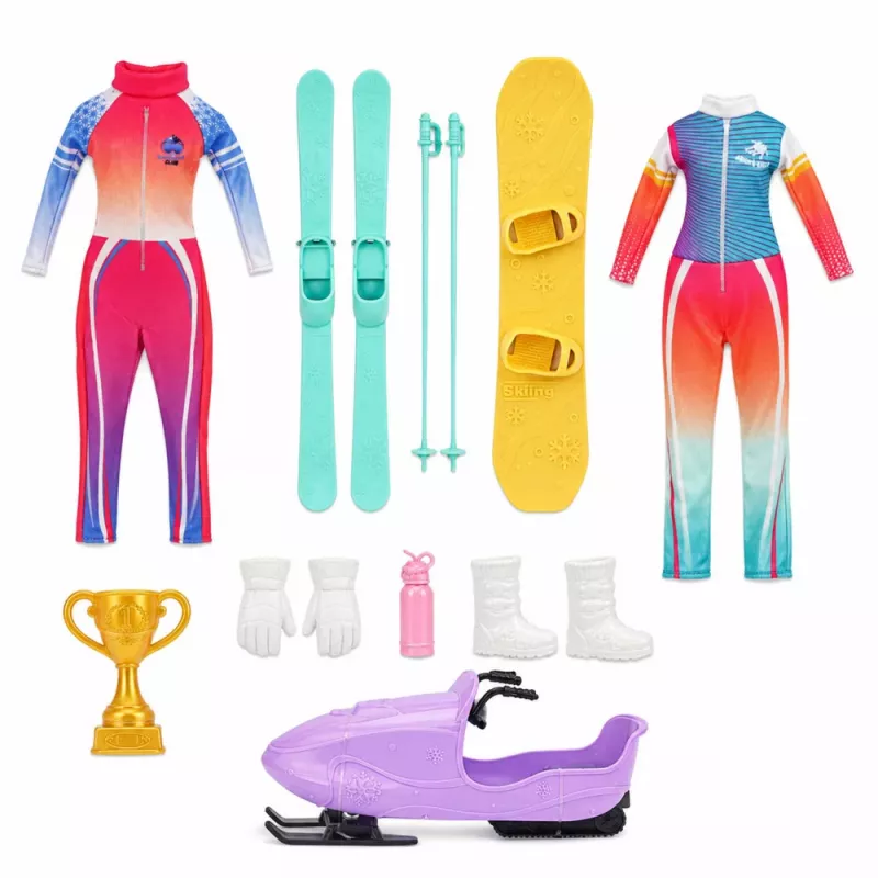 LEAN TOYS Boneca Anlily conjunto de desportos de inverno esqui snowboard moto de neve roupa