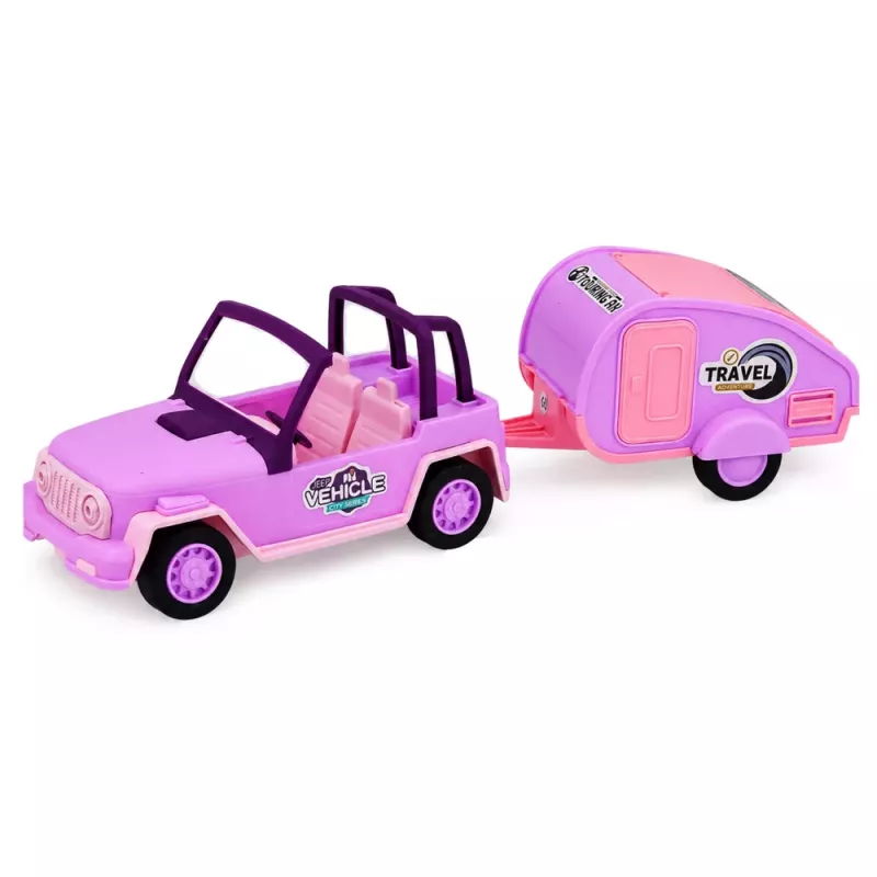 LEAN TOYS Veículo todo-o-terreno com autocaravana sons rosa conjunto de viagem