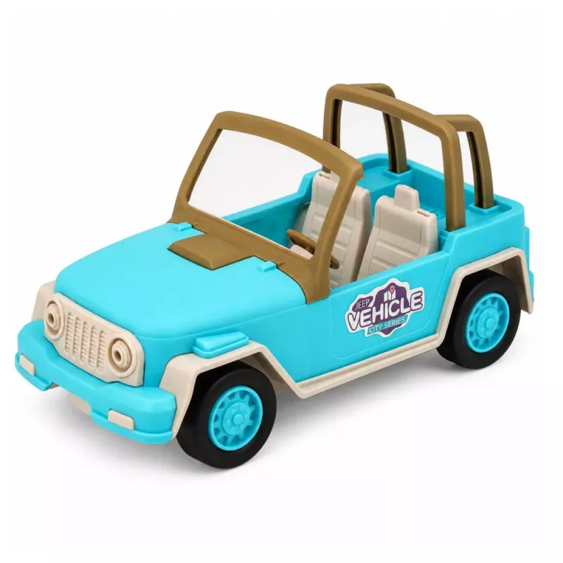 LEAN TOYS Veículo todo-o-terreno com roulotte sons azul conjunto turístico