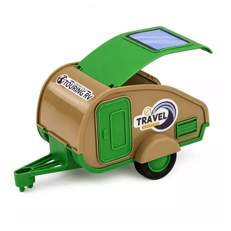 LEAN TOYS Veículo todo-o-terreno com roulotte sons verde e castanho conjunto turístico