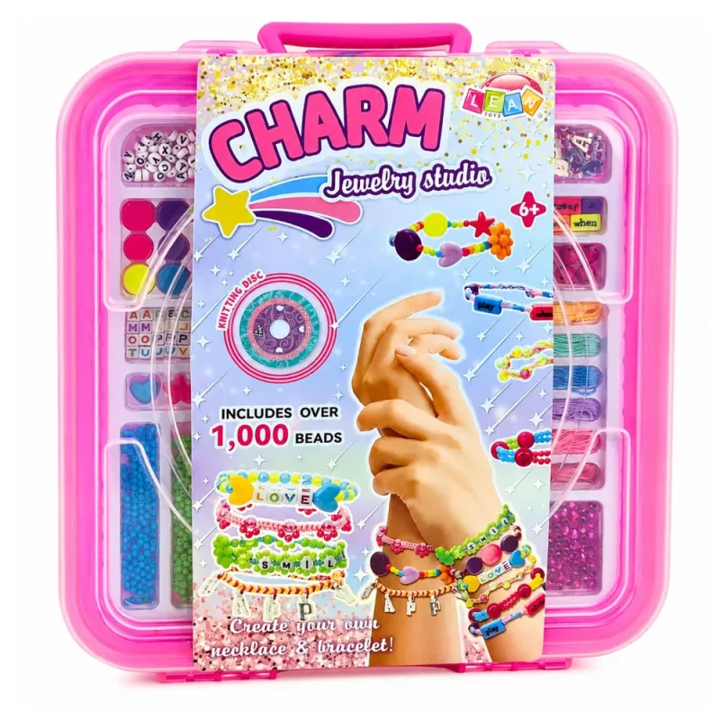 LEAN TOYS Conjunto de criação de joias em mala - 1000 peças contas, pingentes, letras