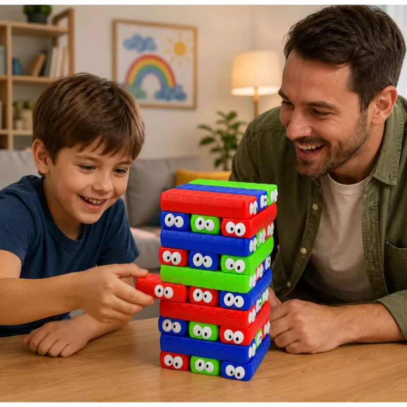 LEAN TOYS Jogo de destreza torre de blocos com dado colorido 30 unid.