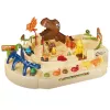 LEAN TOYS Pista de arcada manual interativa com dinossauros 8 desafios veículos