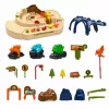 LEAN TOYS Pista de arcada manual interativa com dinossauros 8 desafios veículos