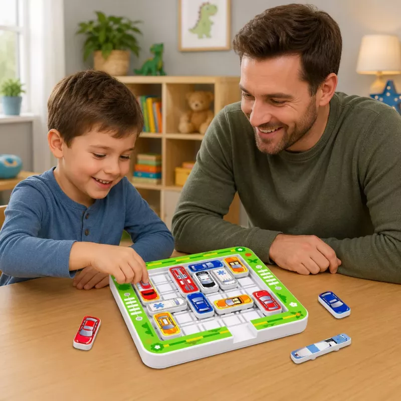 LEAN TOYS Jogo de puzzle magnético carros magnéticos 15 veículos 60 cartas tabuleiro