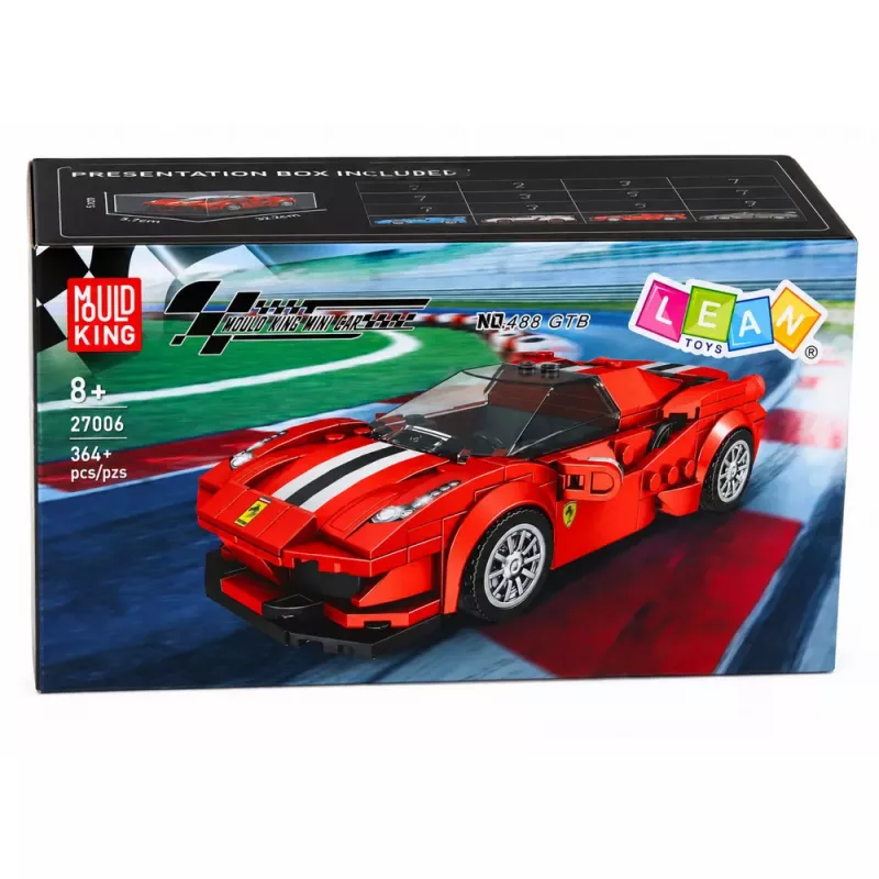 LEAN TOYS Blocos de construção carro desportivo carro de corrida vitrine vermelho 364 peças