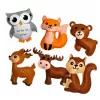 LEAN TOYS Conjunto Criativo Peluches para Costurar em Feltro Animais da Floresta DIY 6 unid.