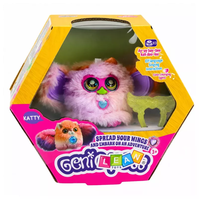 LEAN TOYS Genie Pets Criatura Interativa com Luzes e Sons Pingente Roxo