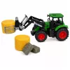 LEAN TOYS Conjunto Agrícola Trator com Garra de Fardos Reboque Feno 1:24