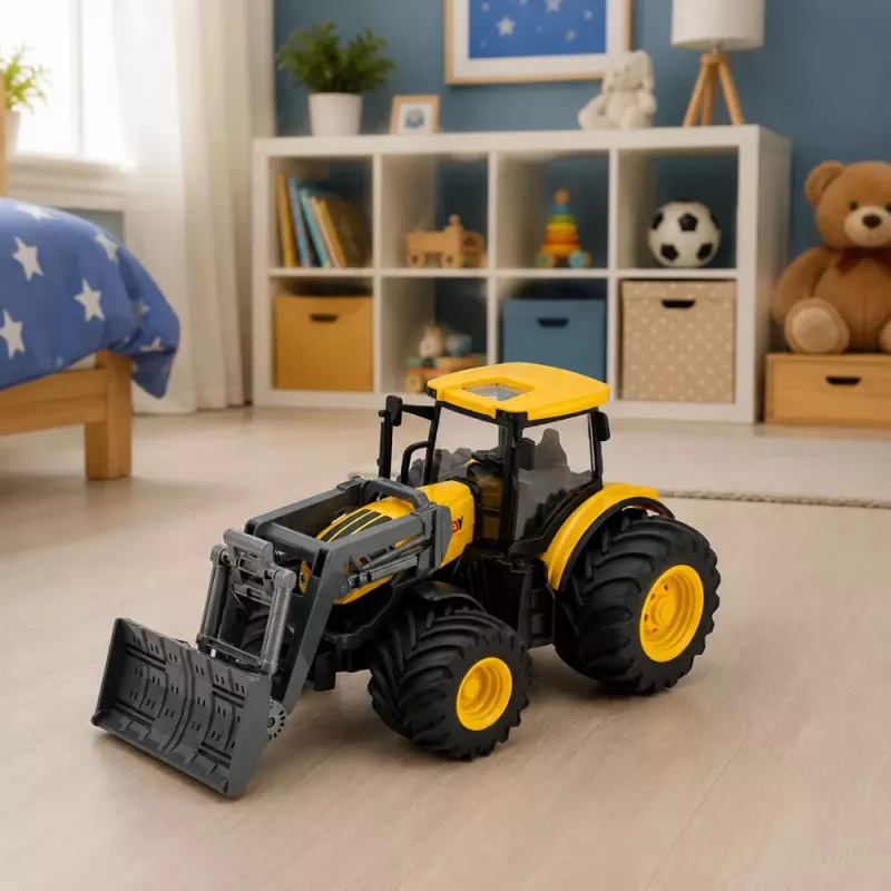 LEAN TOYS Trator Agrícola de Quinta com Bulldozer Luzes Sons Amarelo 1:24