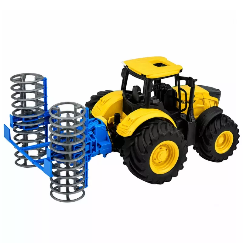 LEAN TOYS Trator Agrícola de Quinta com Rolo Luzes Sons Amarelo 1:24
