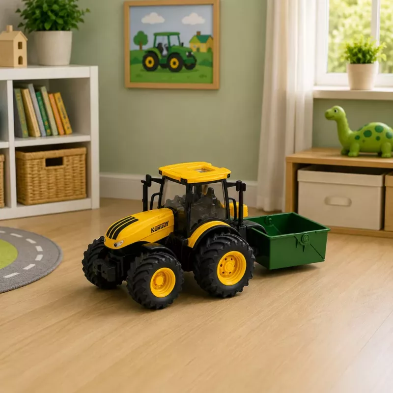 LEAN TOYS Trator Agrícola de Quinta com Distribuidor de Fertilizante Luzes Sons Amarelo 1:24