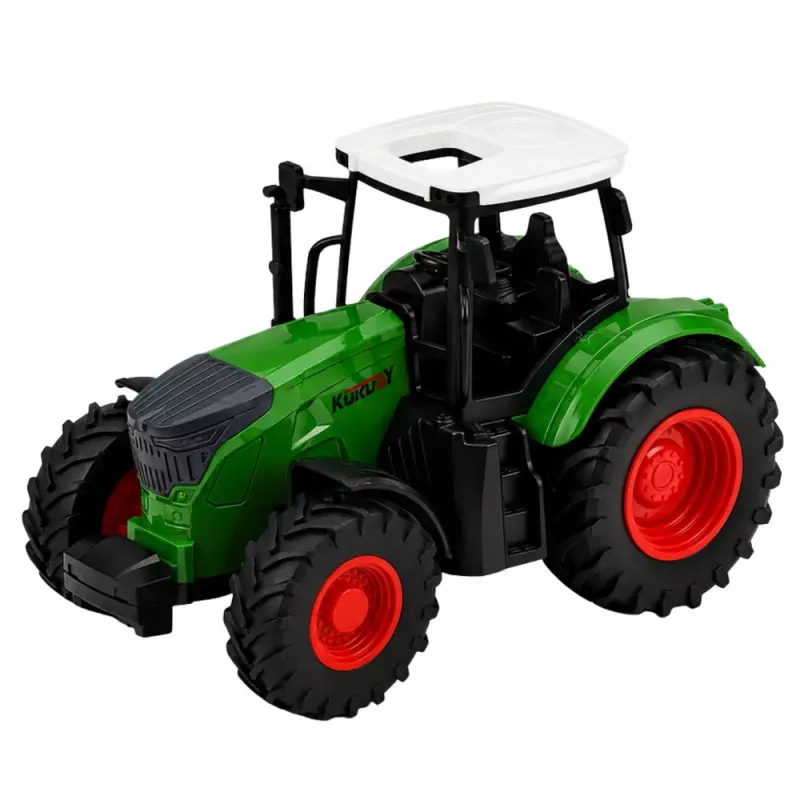 LEAN TOYS Trator Agrícola com Reboque 1:24 Branco Verde Rodas de Borracha