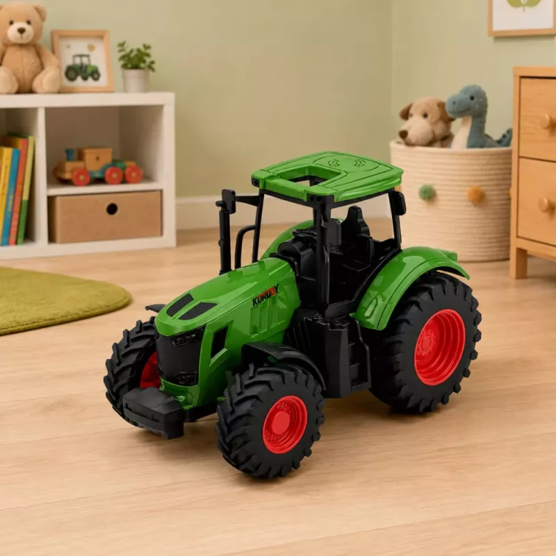 LEAN TOYS Trator Agrícola de Quinta Rodas de Borracha Verde 1:24