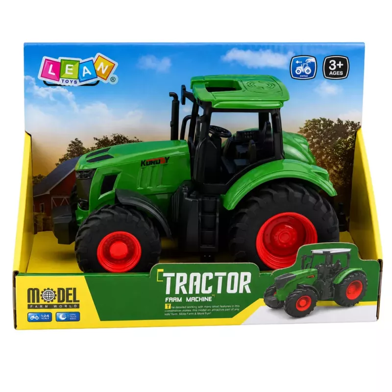LEAN TOYS Trator Agrícola de Quinta Rodas de Borracha Verde 1:24