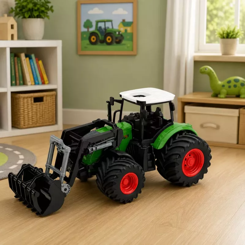 LEAN TOYS Trator Agrícola de Quinta com Pá Carregadora Rodas de Borracha Verde 1:24