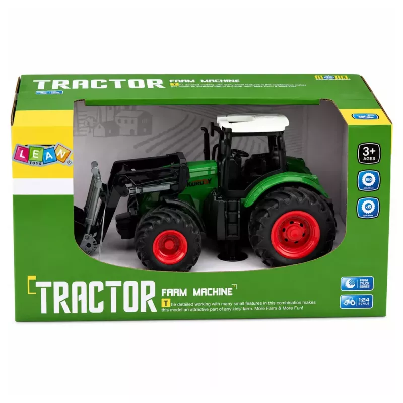 LEAN TOYS Trator Agrícola de Quinta com Pá Carregadora Rodas de Borracha Verde 1:24