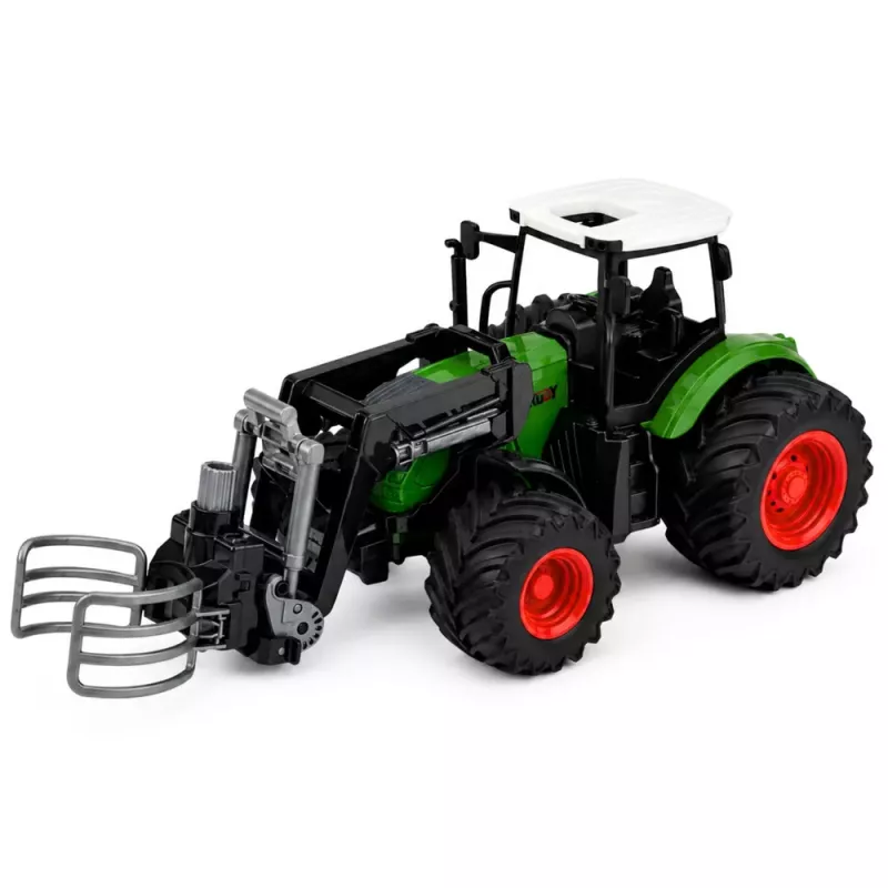 LEAN TOYS Trator Agrícola de Quinta com Garra de Fardos Rodas de Borracha Verde 1:24