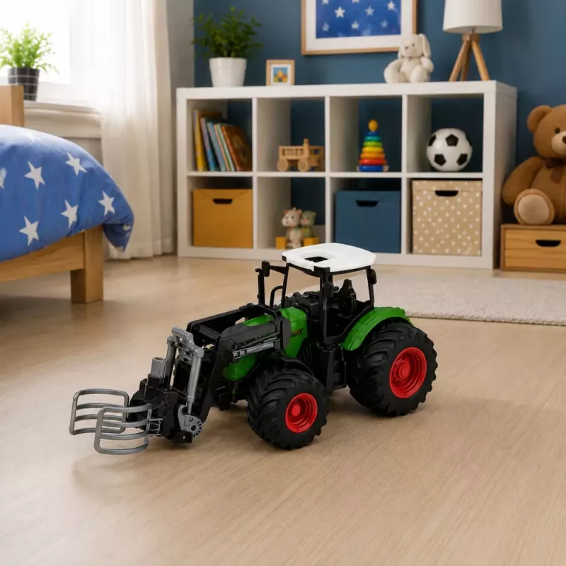 LEAN TOYS Trator Agrícola de Quinta com Garra de Fardos Rodas de Borracha Verde 1:24