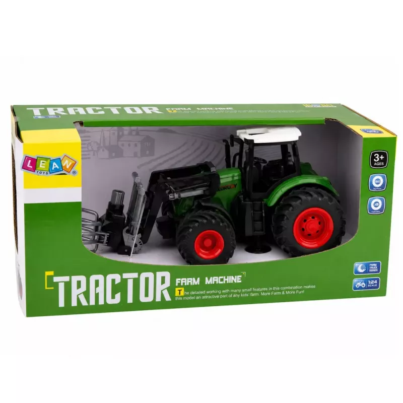 LEAN TOYS Trator Agrícola de Quinta com Garra de Fardos Rodas de Borracha Verde 1:24