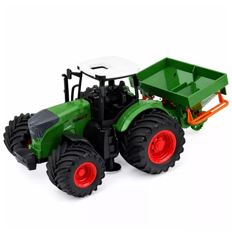 LEAN TOYS Trator Agrícola de Quinta com Semeador Rodas de Borracha Veículo de Brincar Escala 1:24