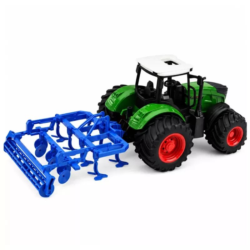 LEAN TOYS Trator Agrícola de Quinta com Cultivador Unidade de Mobilização Verde 1:24