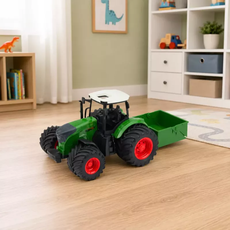 LEAN TOYS Trator Agrícola de Quinta com Distribuidor de Fertilizante Rodas de Borracha Verde 1:24