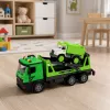 LEAN TOYS Camião de Reboque Camião do Lixo Conjunto de Veículos Luzes Sons Verde
