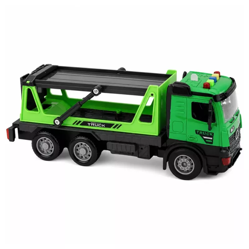 LEAN TOYS Camião de Reboque Camião do Lixo Conjunto de Veículos Luzes Sons Verde