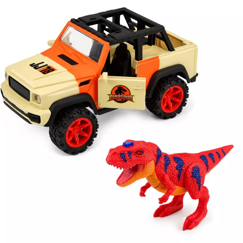 LEAN TOYS Todo-o-Terreno com Dinossauro T-Rex, Luzes, Sons, Portas que Abrem