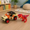 LEAN TOYS Todo-o-Terreno com Dinossauro T-Rex, Luzes, Sons, Portas que Abrem