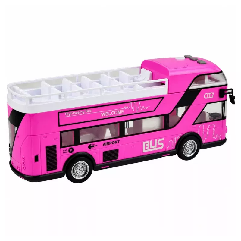 LEAN TOYS Autocarro Urbano de Dois Pisos com Portas, Luzes e Sons, Rosa