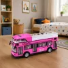 LEAN TOYS Autocarro Urbano de Dois Pisos com Portas, Luzes e Sons, Rosa
