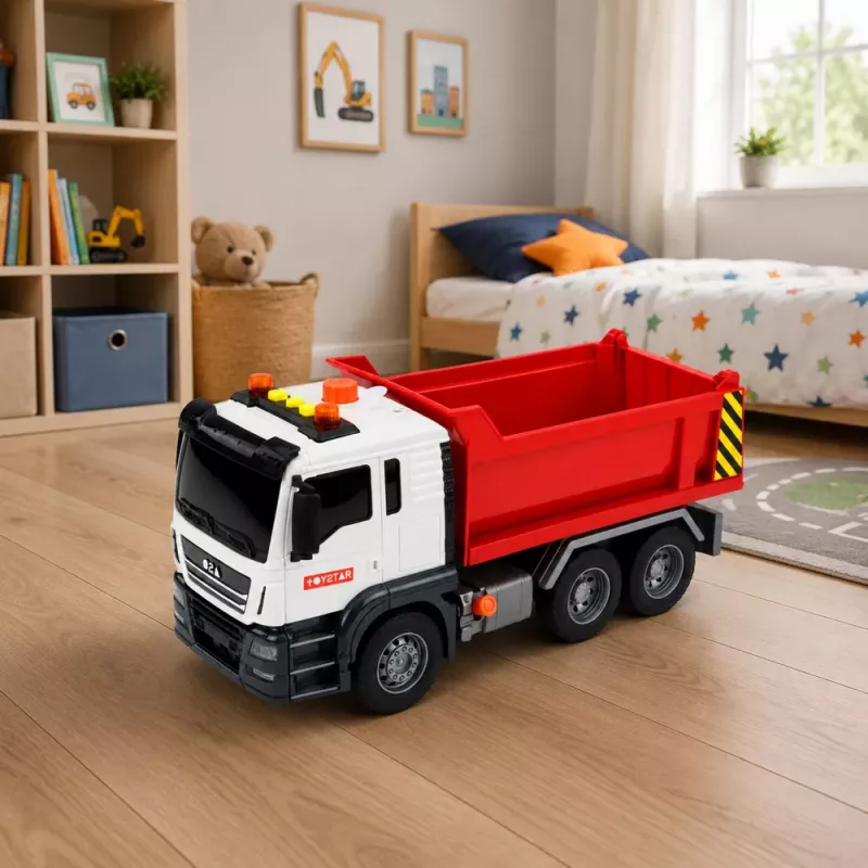 LEAN TOYS Basculante Caixa de Carga que Abre Luzes Sons Vermelho