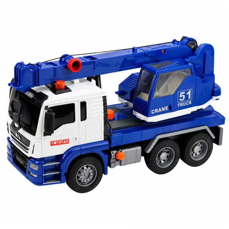 LEAN TOYS Camião Grua de Construção com Luzes e Sons Ajustáveis - Azul