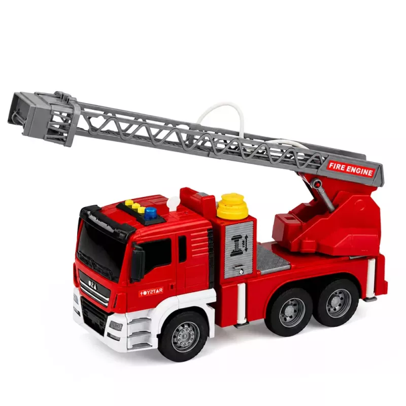 LEAN TOYS Carro de Bombeiros com Escada Giratória, Bomba de Água, Luz e Som