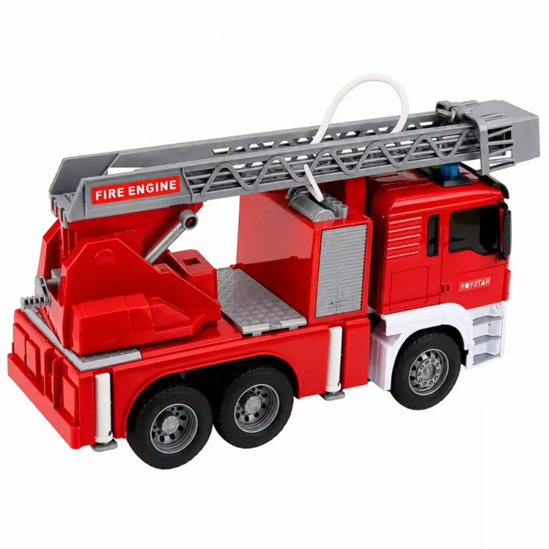 LEAN TOYS Carro de Bombeiros com Escada Giratória, Bomba de Água, Luz e Som