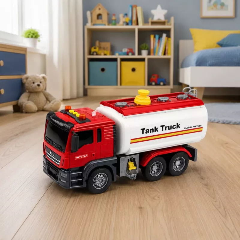 LEAN TOYS Camião Cisterna Sistema de Água Mangueira Verter Água Luzes Sons Vermelho