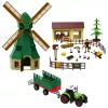 LEAN TOYS Conjunto de Quinta com Trator, Moinho de Vento, Estábulo, Reboque e Figuras de Animais, 45 peças