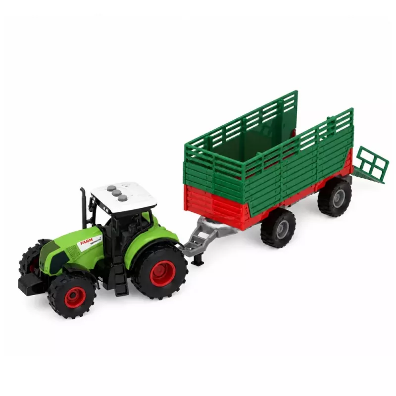 LEAN TOYS Conjunto de Quinta com Trator, Moinho de Vento, Estábulo, Reboque e Figuras de Animais, 45 peças