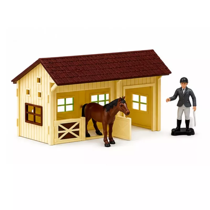 LEAN TOYS Conjunto Quinta Coudelaria de Cavalos Percurso de Obstáculos Estábulo Figuras de Cavalos 26 peças