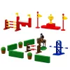 LEAN TOYS Conjunto Quinta Coudelaria de Cavalos Percurso de Obstáculos Estábulo Figuras de Cavalos 26 peças