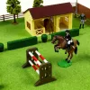 LEAN TOYS Conjunto Quinta Coudelaria de Cavalos Percurso de Obstáculos Estábulo Figuras de Cavalos 26 peças