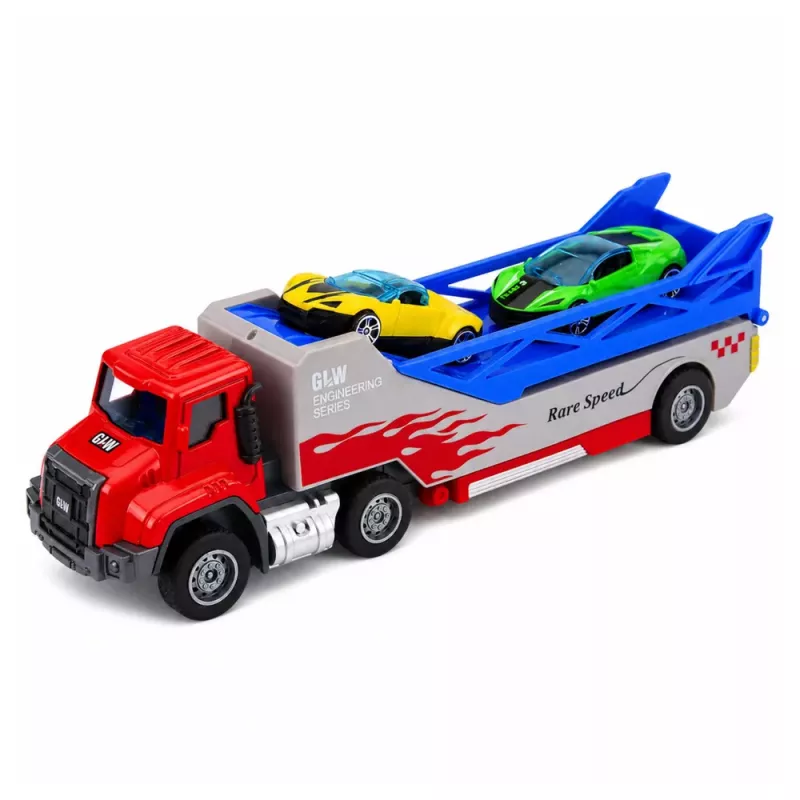 LEAN TOYS Camião com Rampa Transportador Lançador Carro Molas Motor 1:55