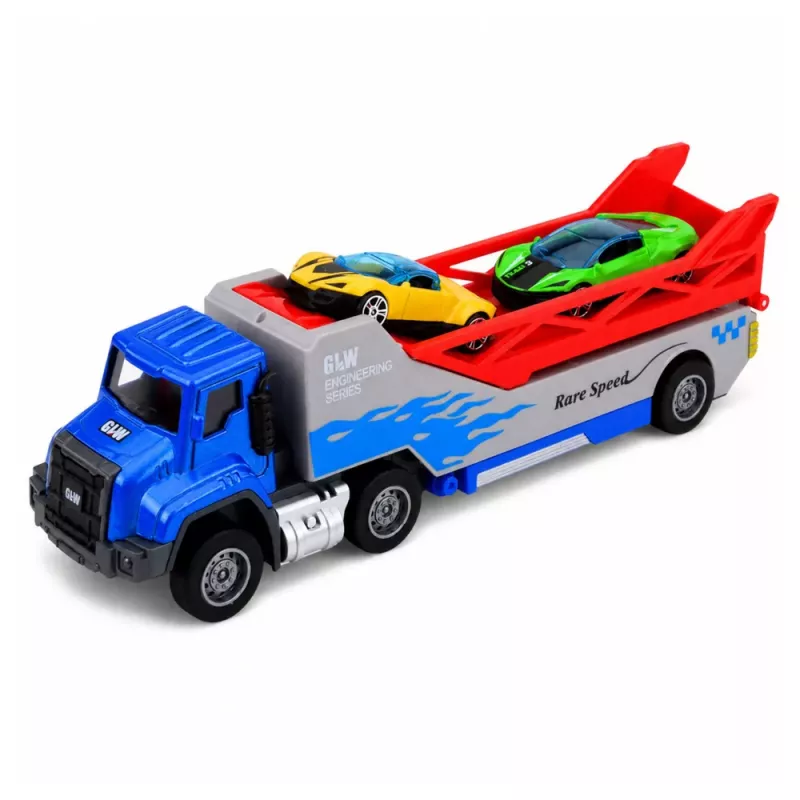 LEAN TOYS Camião com Rampa Transportador Lançador Carro Molas Motor 1:55