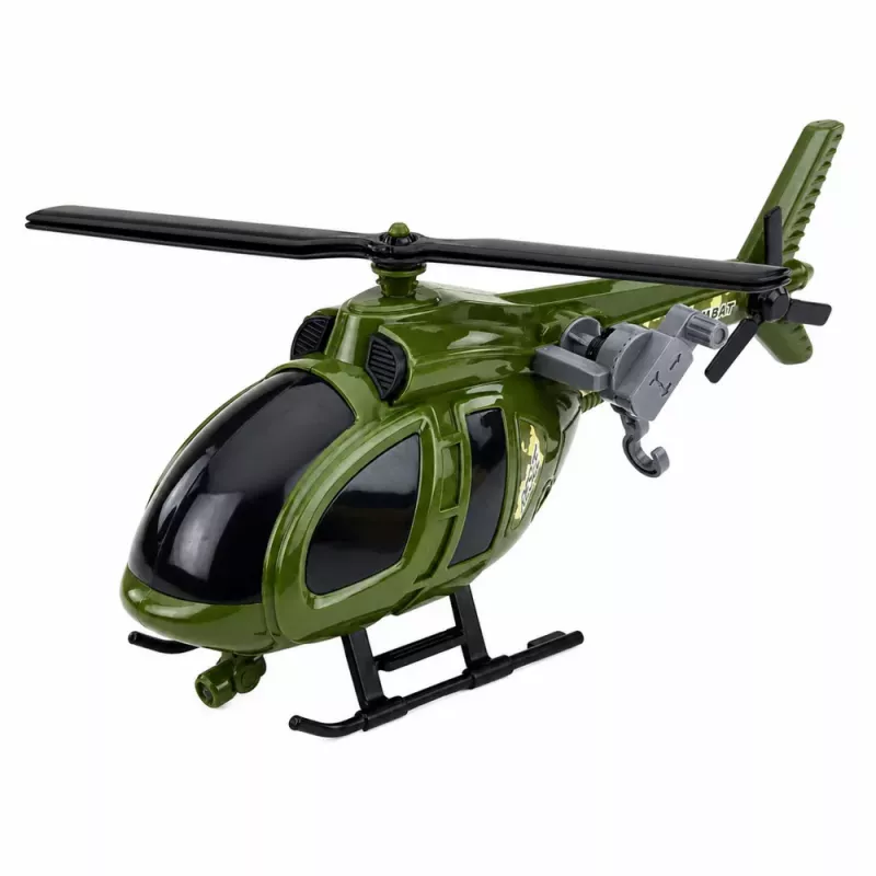 LEAN TOYS Helicóptero Militar com Gancho, Luzes e Sons Verde
