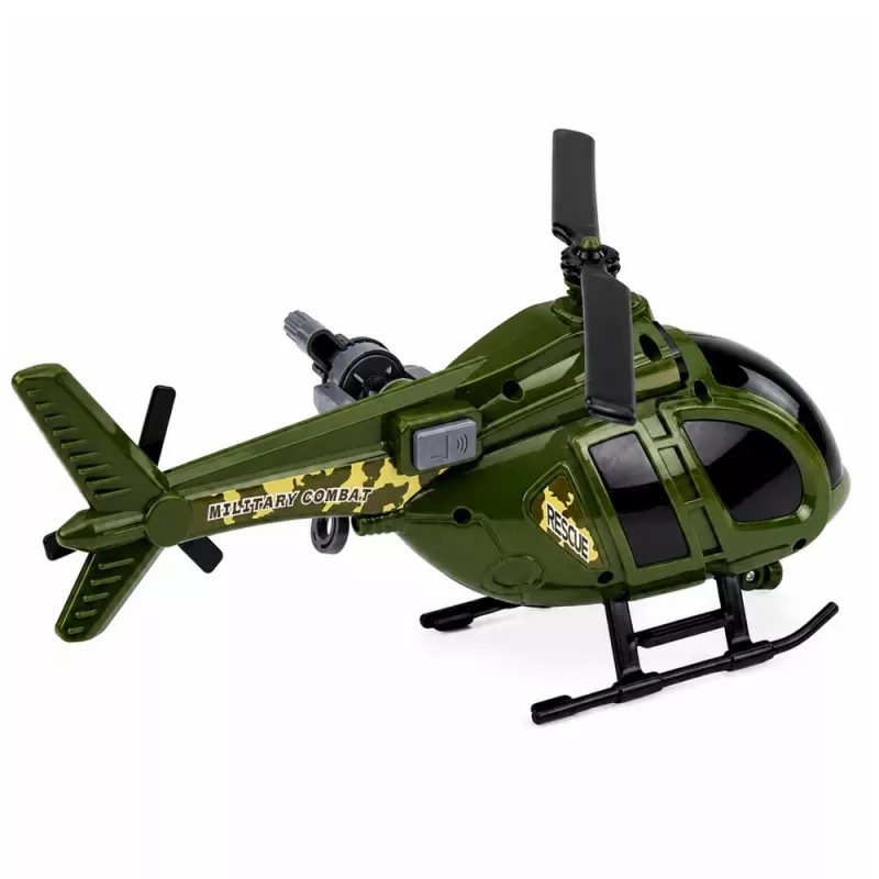 LEAN TOYS Helicóptero Militar com Gancho, Luzes e Sons Verde